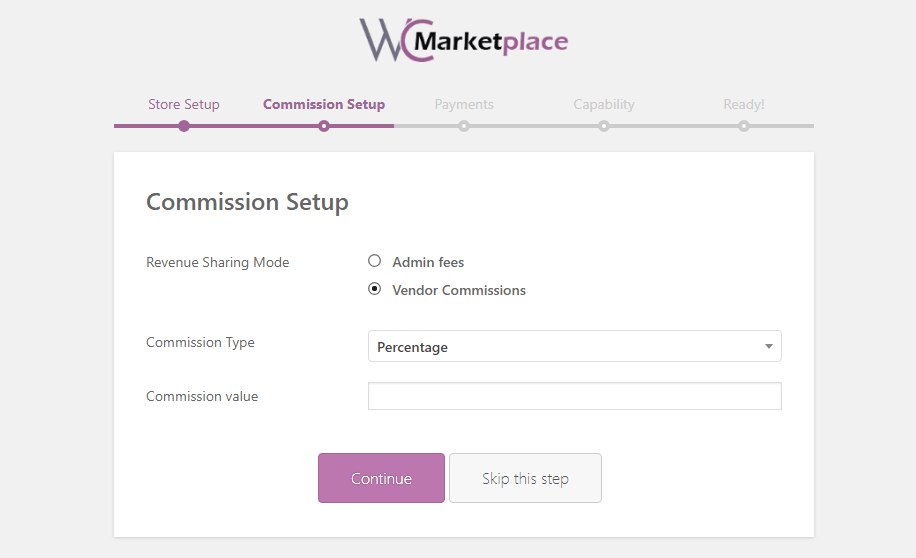 woocommerce wc marketplace commission setup