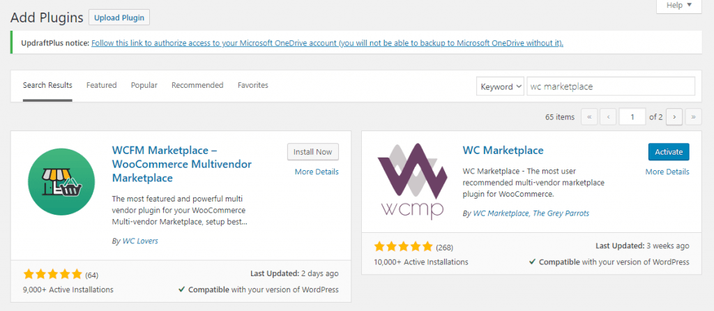 woocommerce wc marketplace install activate