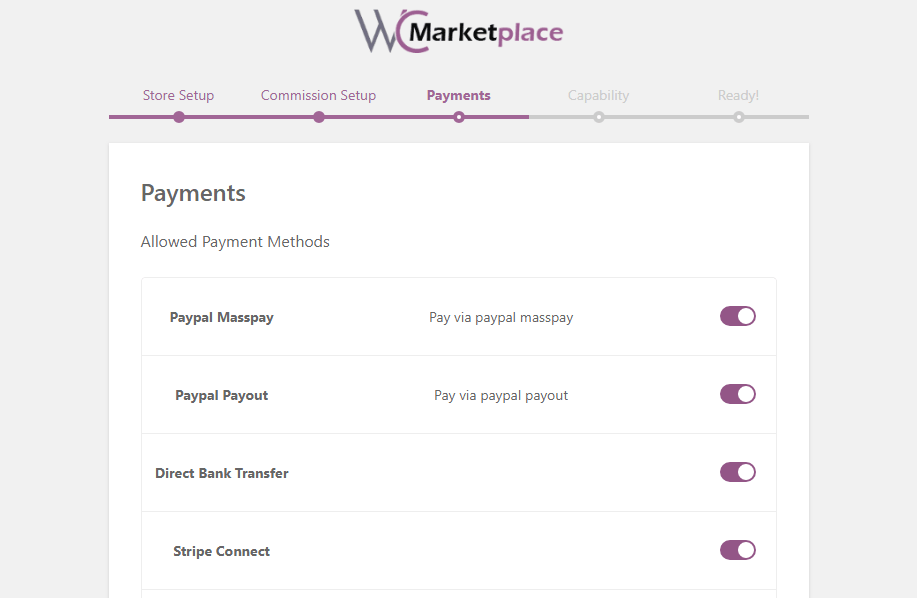 woocommerce wc marketplace payment setup